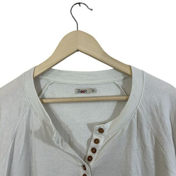 Faherty Large Cloud Cotton Henley Top Partial Button Long Sleeve Womens - Picture 10 of 15
